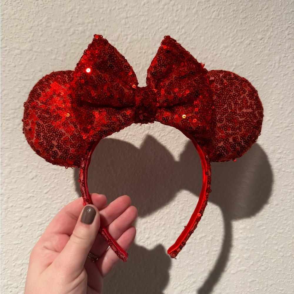 Red Sequin Mouse Ears Headband